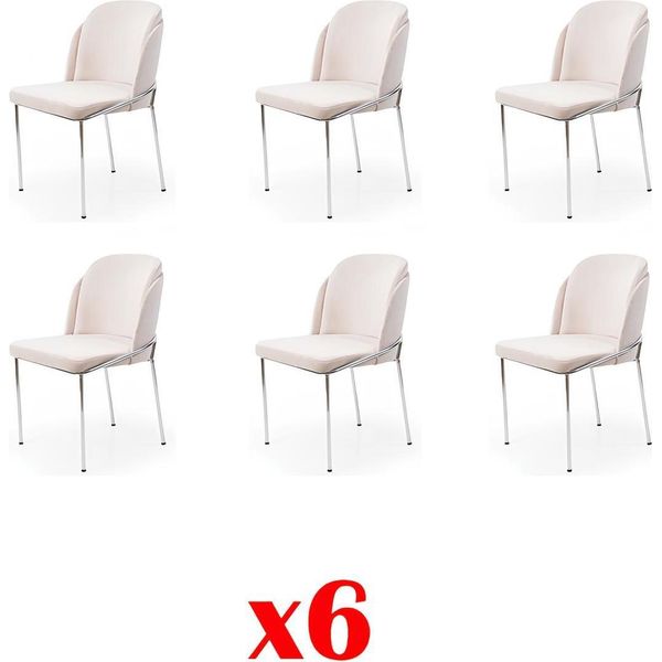 Sedia 6X Sala Da Pranzo Sedie Poltrona Lounge Design Mobili Imbottiti Sedia Nuova Acciaio Inox-image