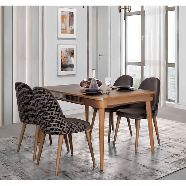 Tavolo Design Sedie 5Pcs Sala Da Pranzo Legno Tavoli Da Pranzo Gruppo Set Sedia Nuovo-image
