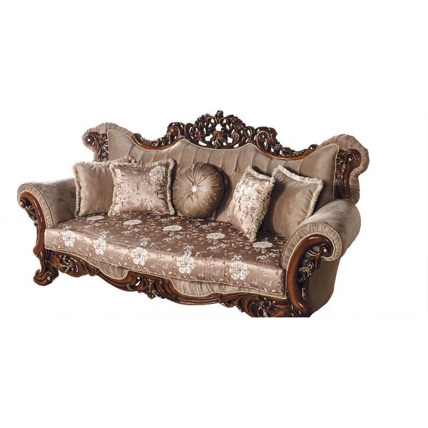 Divano Barocco A Tre Posti Chesterfield Divano Arredo Divano Tessuto Marrone-image