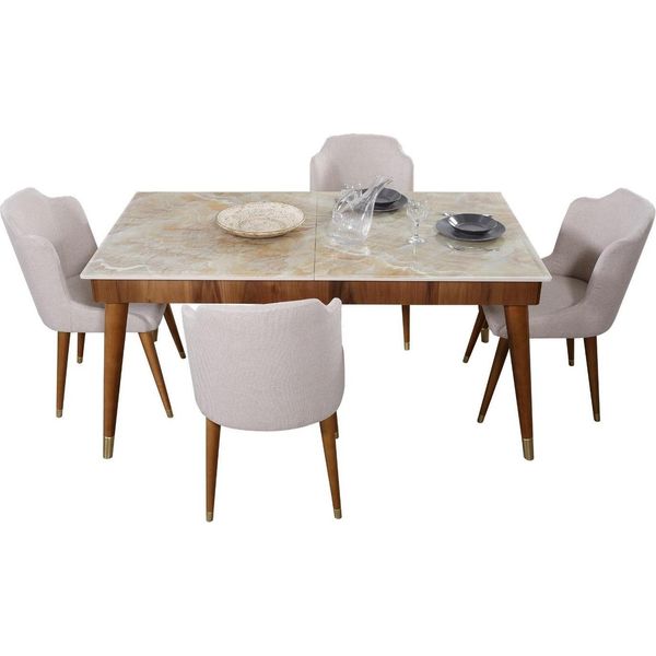 Sala Da Pranzo Tavoli Di Legno Set Da Pranzo Gruppo Di Sedie Nuovo Tavolo 4X Design Sedie 5Pcs-image