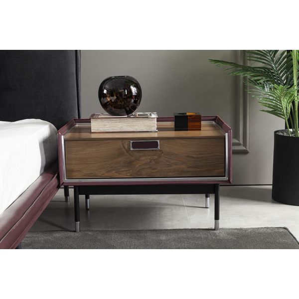 Comodino Comodini Per Camera Da Letto Marrone Consolle Moderna Loft-image