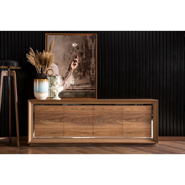 Cassettiera Marrone Credenza Mobile Buffet Credenza 218Cm-image