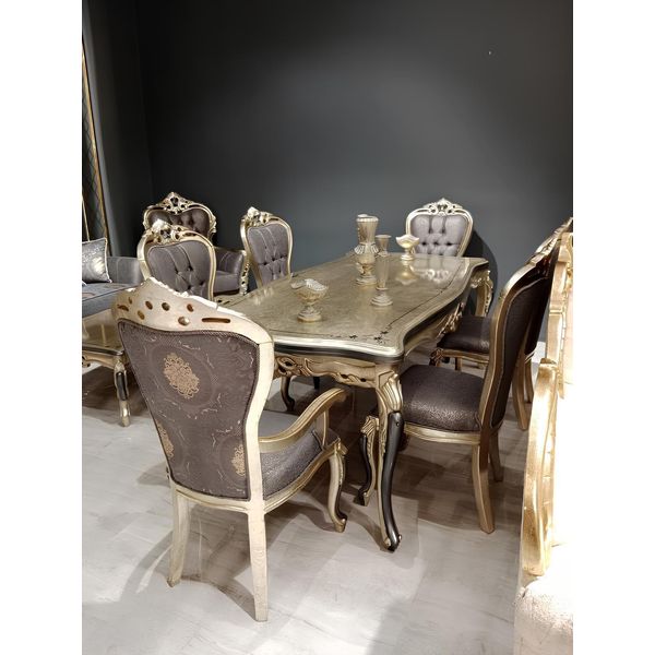Squisiti Mobili Per La Sala Da Pranzo Lussuoso Tavolo Da Pranzo + 4X Sedie Da Tavolo Oro-image
