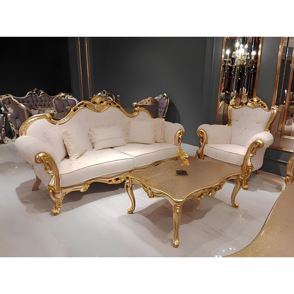 Set Di Divani 3+3+1+1 Posti Poltrona Classic Relax Chesterfield Stile Barocco 4 Pezzi-image