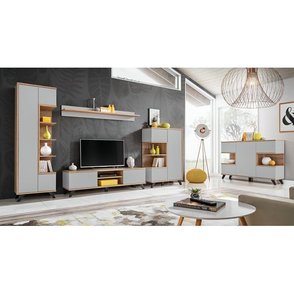 Set Soggiorno 5 Pezzi Pareti Attrezzate Lusso Legno Mobili Set Tv Stand Nuovo-image