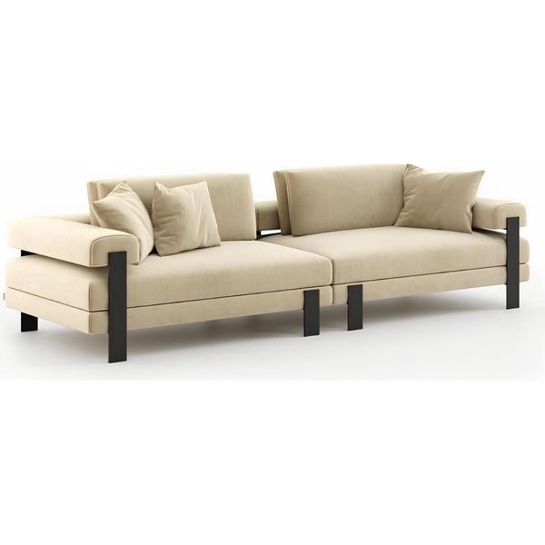 Divano Di Design A 2 Posti Divano Moderno Imbottito Beige Divani Di Design Divano Nuovo-image
