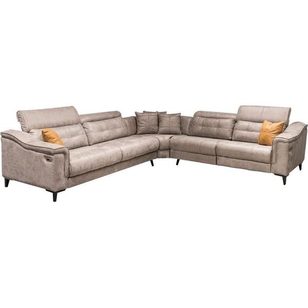 Robusto Divano Angolare Grigio Da Salotto Divano In Pelle A L Divani Di Design-image