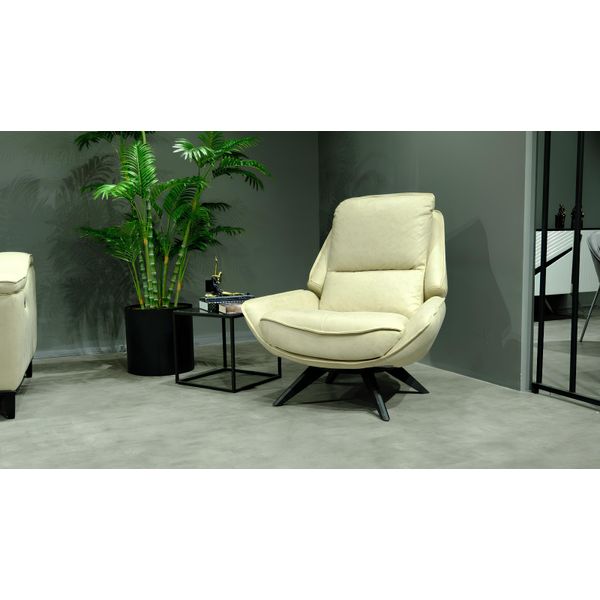 Poltrona In Pelle Beige Poltrona Da Salotto Poltrona Club Design Monoposto Mobili Di Pregio-image