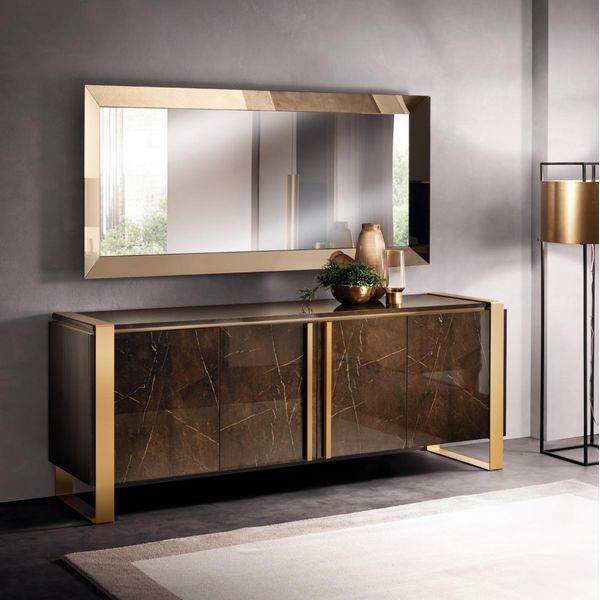 Elegante Design Console Credenza In Legno Credenza A Specchio Mobile Consolle 2 Pezzi-image