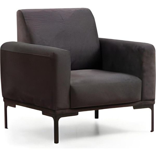 Poltrona Nero Unicolore Design Moderno Stile Soggiorno Studio-image