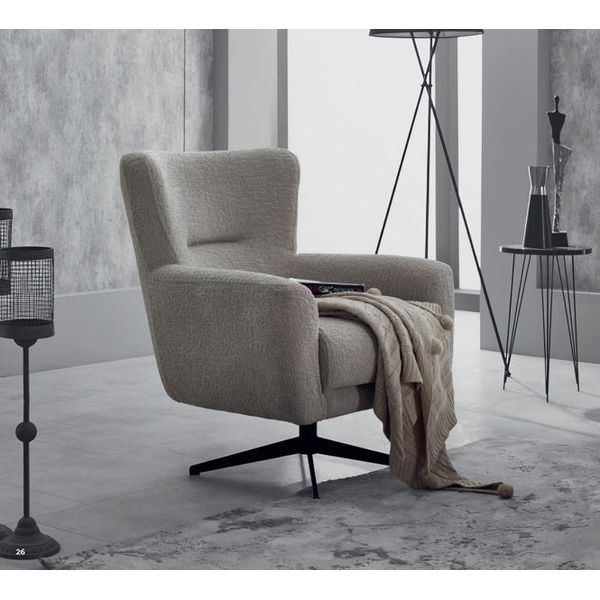 Poltrona Da Salotto Poltrona Monoposto Imbottita In Tessuto Beige Poltrona Arredo-image