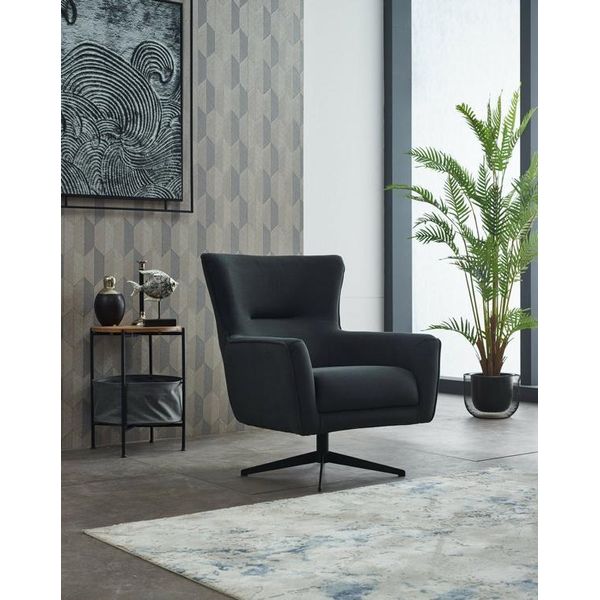 Poltrona Monoposto Soggiorno Poltrona Imbottita Tessuto Nero Poltrona Design-image
