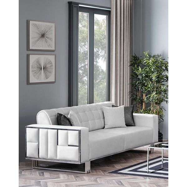 Divano 3 Posti Design Divani Imbottitura Sedile Design Tre Posti Arredamento Moderno Tessuto Nuovo-image