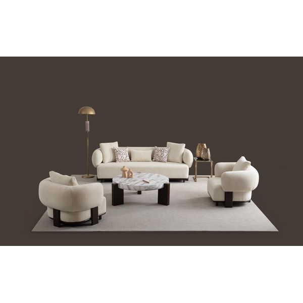 Divano 2X Set 3 Posti Poltrona Bianco Design Set Soggiorno Moderno Set Divano-image