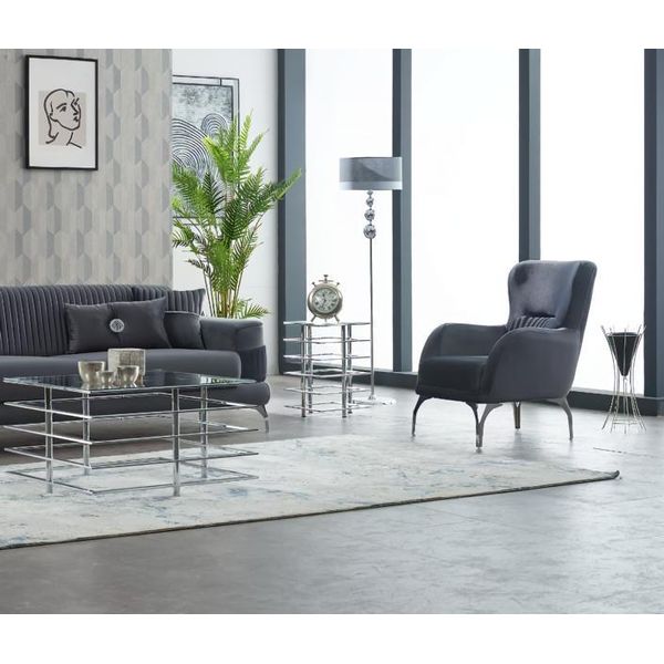 Poltrona Imbottita Poltrona Da Salotto Poltrona Monoposto Tessuto Grigio Poltrona Design Arredo-image