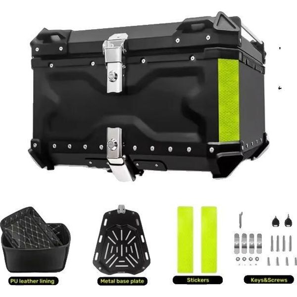 Bauletto Per Moto, In Alluminio Resistente, Ampio Spazio Di Stivaggio Da 80L, Nero-80L X-image