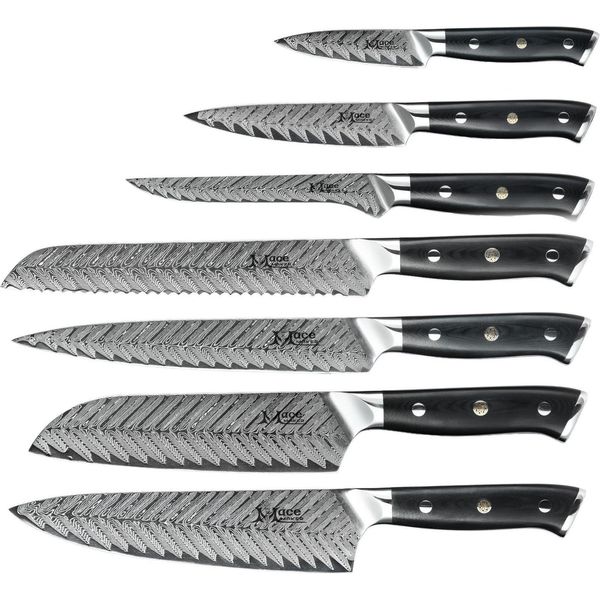 Set Di Coltelli Da Cucina Macemaker Elegante Sanmai Damascus 7 Pezzi.-image