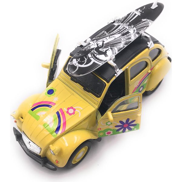 Automodello Onwomania 2CV Con Tetto Giallo A Forma Di Tavola Da Surf Fiore Mst. 1:34-image