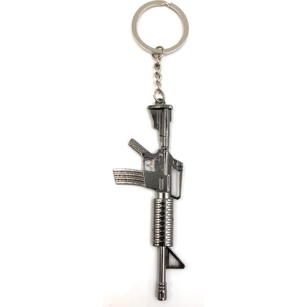 Onwomania Portachiavi AK47 Pistola In Metallo Argentato Ciondolo Charm-image