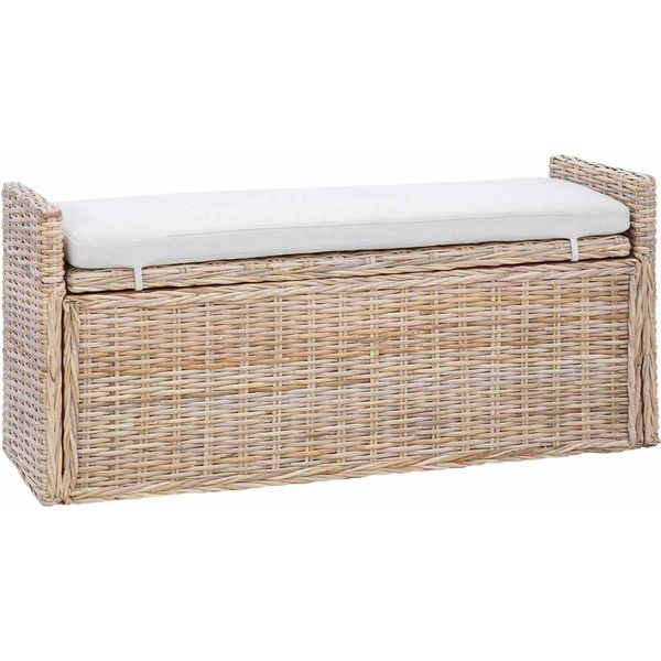 Syfax™ Panchina Con Contenitore Naturale 110 X 40 X 50 Cm Rattan-image