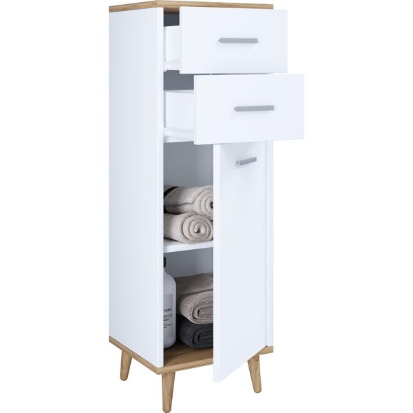 Cassettiere E Credenze Dalosa Rovere Bianco / Miele A. 97 X L. 32 X P. 28 Cm-image