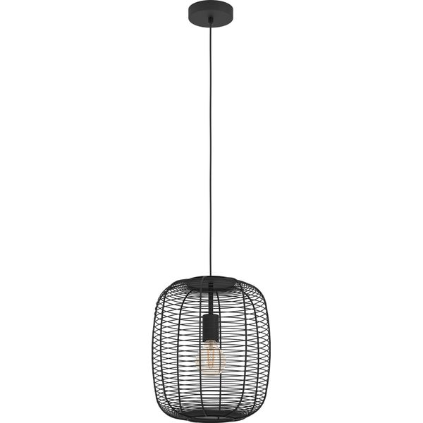 Eglo Rinroe Sospensione, Lampada A Sospensione A 1 Luce Sopra Il Tavolo Da Pranzo, Lampada Per Sala Da Pranzo In Metallo Nero, Lampada A Sospensione Con Attacco E27, Ø 32,5 Cm-image
