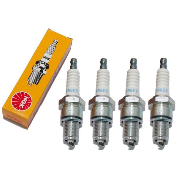 Set Di Candele Di Accensione Ngk 4X BPR6ES Con Soppressione Delle Interferenze, Filettatura Lunga 19,0 Mm Ø 14,0 Mm Esagono 20,8 Mm, Distanza Tra Gli Elettrodi 0,85 Mm, Potere Calorifico 6, 4008 / 4852 / 7678 / 7822 / 94811-image