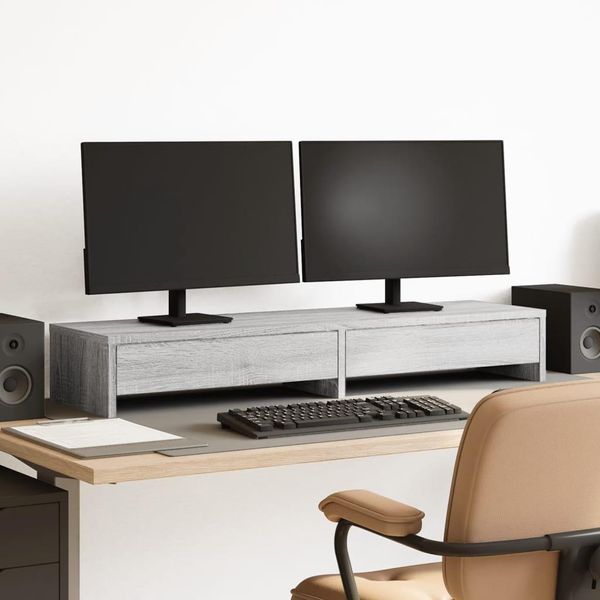 Vidaxl Supporto Per Monitor Con Cassetti Grigio Sonoma 100X27X15 Cm-image