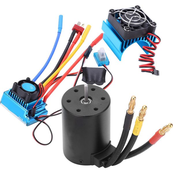 Rc Motore Brushless Set, 3650 Motore 80A Esc Dissipatore Di Calore Set, Rc 3650 Motore Brushless Set, 1/10 Rc Motore Brushless Set, 3650 2300KV Motore Brushless Set, 3650 4 Poli Motore Brushless-image