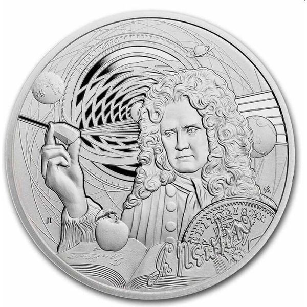Moneta D'argento Da 1 Oz Isaac Newton Inspiring Icons 2022 D'argento 9999 Da Collezione-image