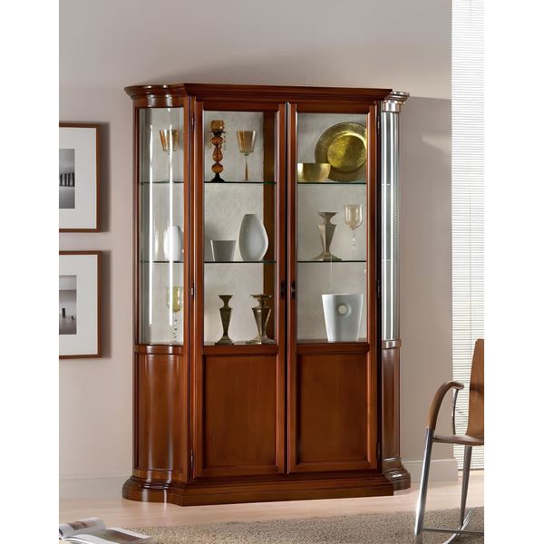 Vetrine Classiche Armadio In Vetro Armadio In Legno Soggiorno Credenza Marrone-image