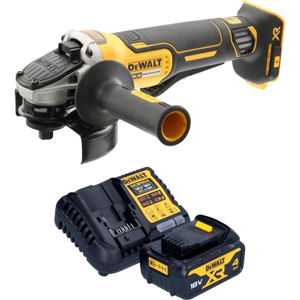 Smerigliatrice Angolare A Batteria Dewalt Dcg 406 M1 18 V 125 Mm Brushless + 1X Batteria 4,0 Ah + Caricabatteria-image
