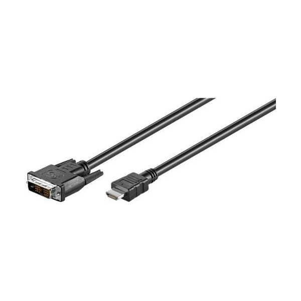 Goobay 50582 Cavo DVI-D/HDMI™, Nichelato, 5 M, Nero - Spina DVI-D Single-Link (18+1 Pin) > Spina Hdmi™ (Tipo A)-image