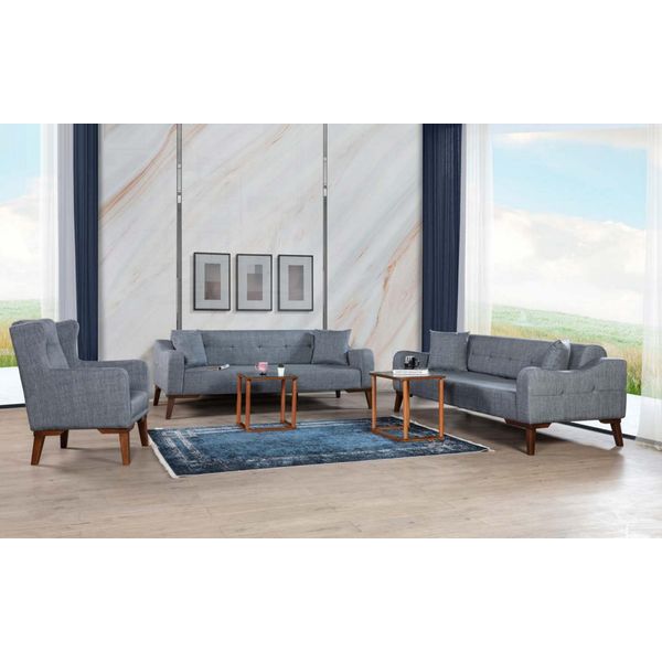 Set Di Divani Set Completo Divano Poltrona Set Di Divani 3Pcs 3+3+1 Sedile Tessile Nuovo-image