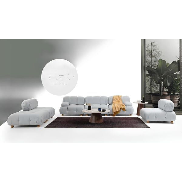 Set Completo Di Divani Set Di Divani 321 Posti In Tessuto Moderno Grigio-image