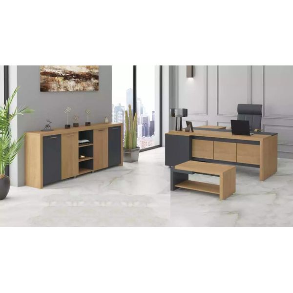 Mobili Da Ufficio Scrivania Cassettiera Tavolino Da Caffè Mobili 3 Pezzi-image