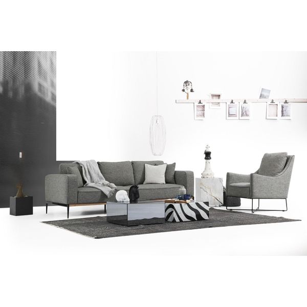 Set Di Divani 4 Posti Poltrona Quattro Posti In Tessuto Design Moderno Grigio-image
