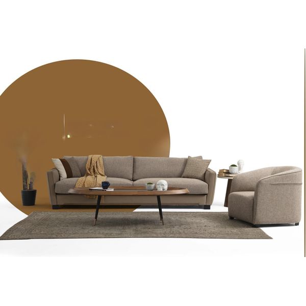Set Di Divani 41 Posti Poltrona Quattro Posti Tessuto Moderno Beige Set Design-image