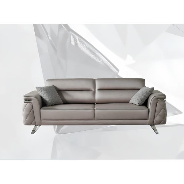 Divano A Tre Posti Divano Imbottito A 3 Posti Grigio Divano Moderno In Tessuto Design-image