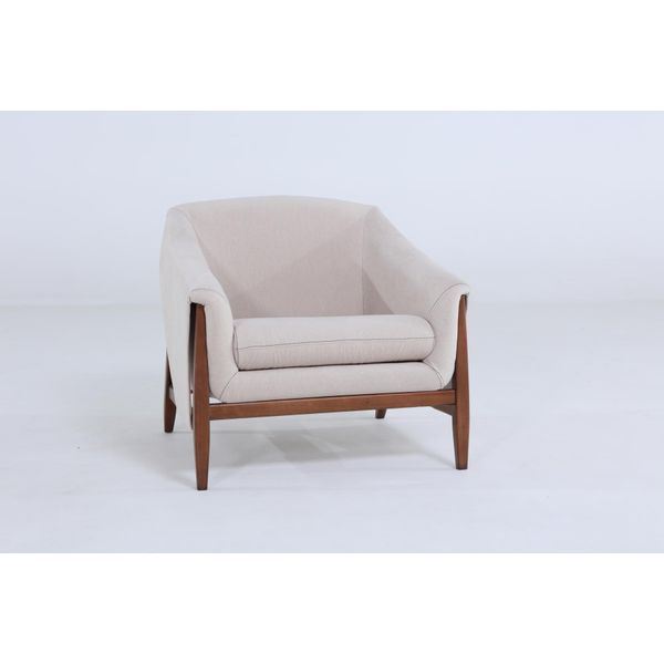 Poltrona Wing Chair Tessuto Bianco Soggiorno Poliestere 1 Posto Moderno Nuovo-image