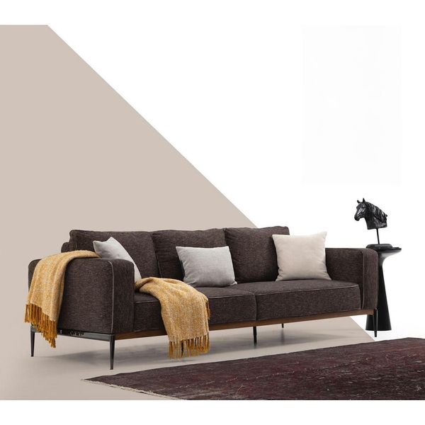 Divano A Quattro Posti Divani In Tessuto A 4 Posti Design Moderno Soggiorno Grigio-image