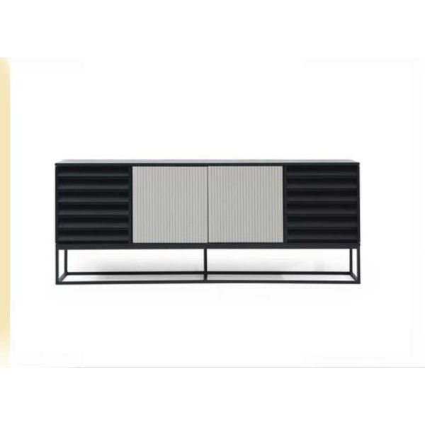 Credenza Cassettiera Credenza Legno Moderna Nero Cassettiera Soggiorno-image