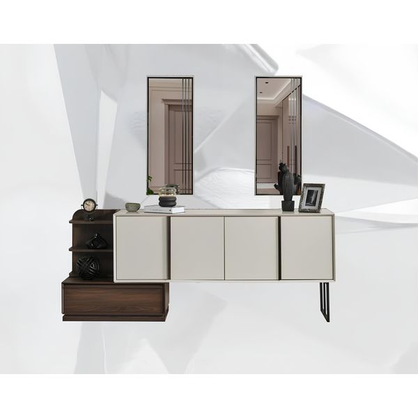 Credenza Credenza Con Specchio Gruppo Credenza Moderna Cassettiera Bianca-image