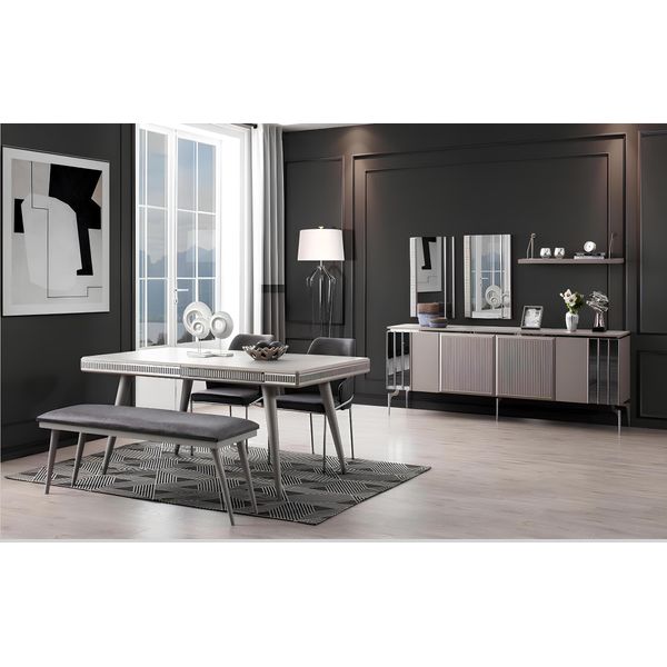 Mobili Per La Sala Da Pranzo Zona Pranzo Tavolo Da Pranzo Set Da Pranzo Tavolo Da Pranzo Sedie 9 Pezzi Grigio-image