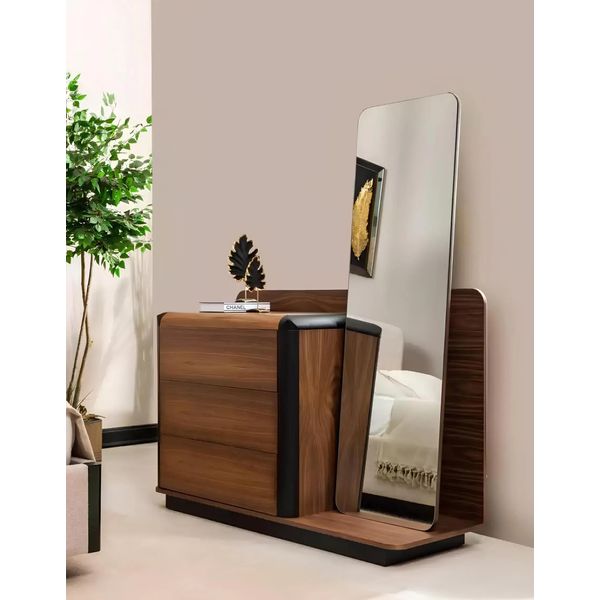 Cassettiera Con Specchio Consolle Cassettiere Camera Da Letto Credenza 2 Pezzi-image