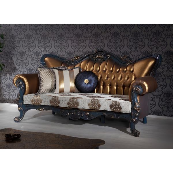 Divano Chesterfield A 3 Posti Di Design Con Imbottitura Divani In Tessuto Nuovo-image