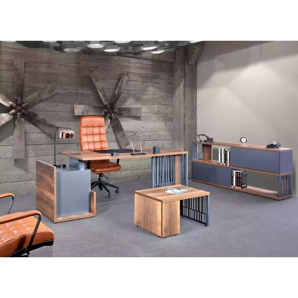 Studio Ufficio Scrivania Tavolino Schedario Moderno Marrone-image