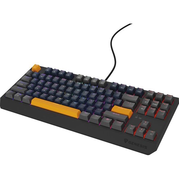 Tastiera Genesis Genesis Thor 230 Tkl Gaming Usb + Rf Wireless + Bluetooth Qwerty Nero, Blu, Grigio, Arancione-image