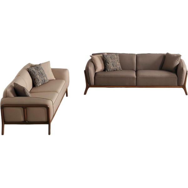 Elegante Suite Beige A Tre Posti Per Il Soggiorno, Divani Imbottiti E Mobili Da Salotto-image