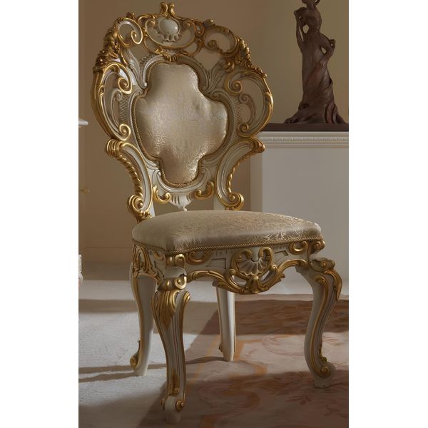 Sala Da Pranzo Sedie In Legno Lusso Poltrona Sedia Bianco Sedie Soggiorno Mobili Barocco Nuovo-image